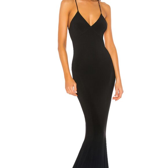 normali kamali black fishtail low back gown - Picture 2 of 3